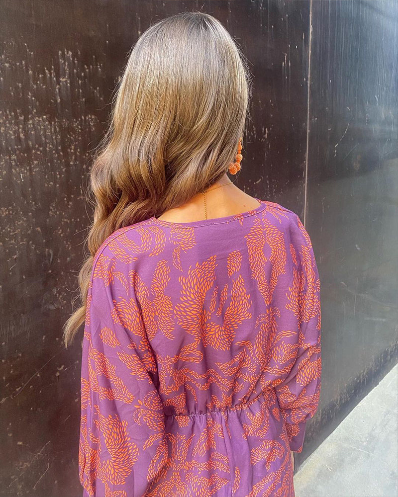 Dineke ™ - Elegant Long Sleeve Floral Print Dress