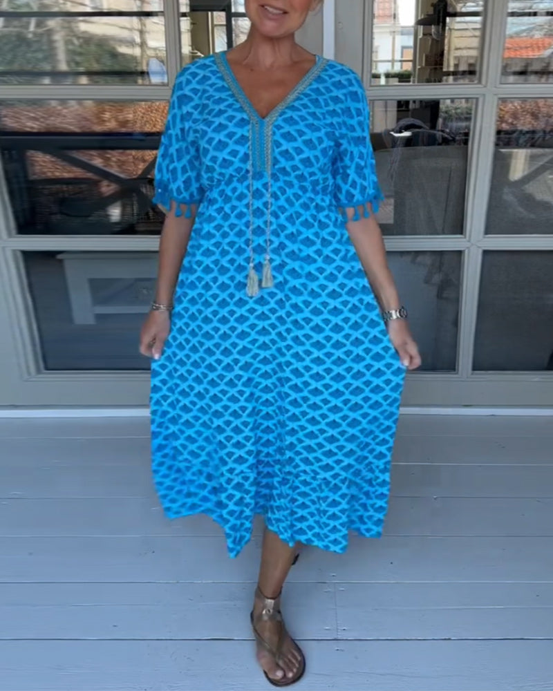 Tina | V-neck casual dress with print