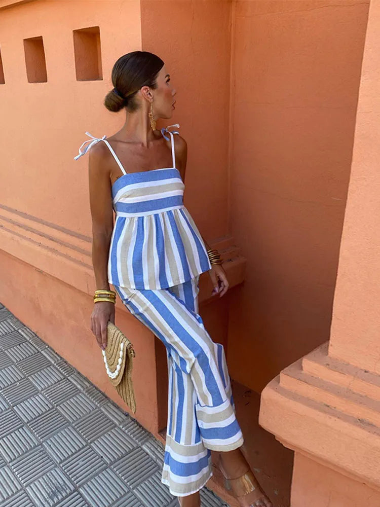 Hanne - Printed Trouser Set Summer Outfit
